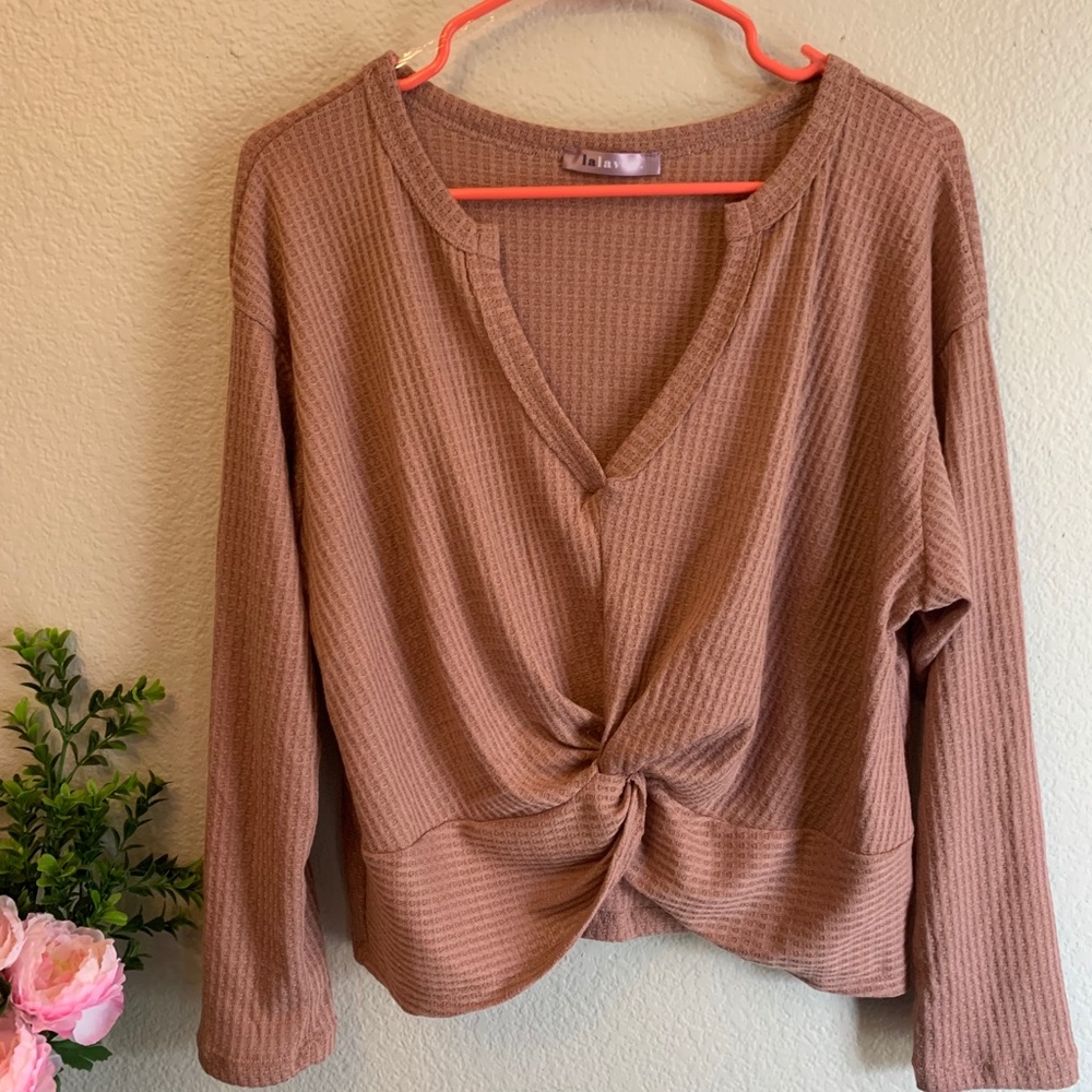 Brand New pink long sleeve top with twist front